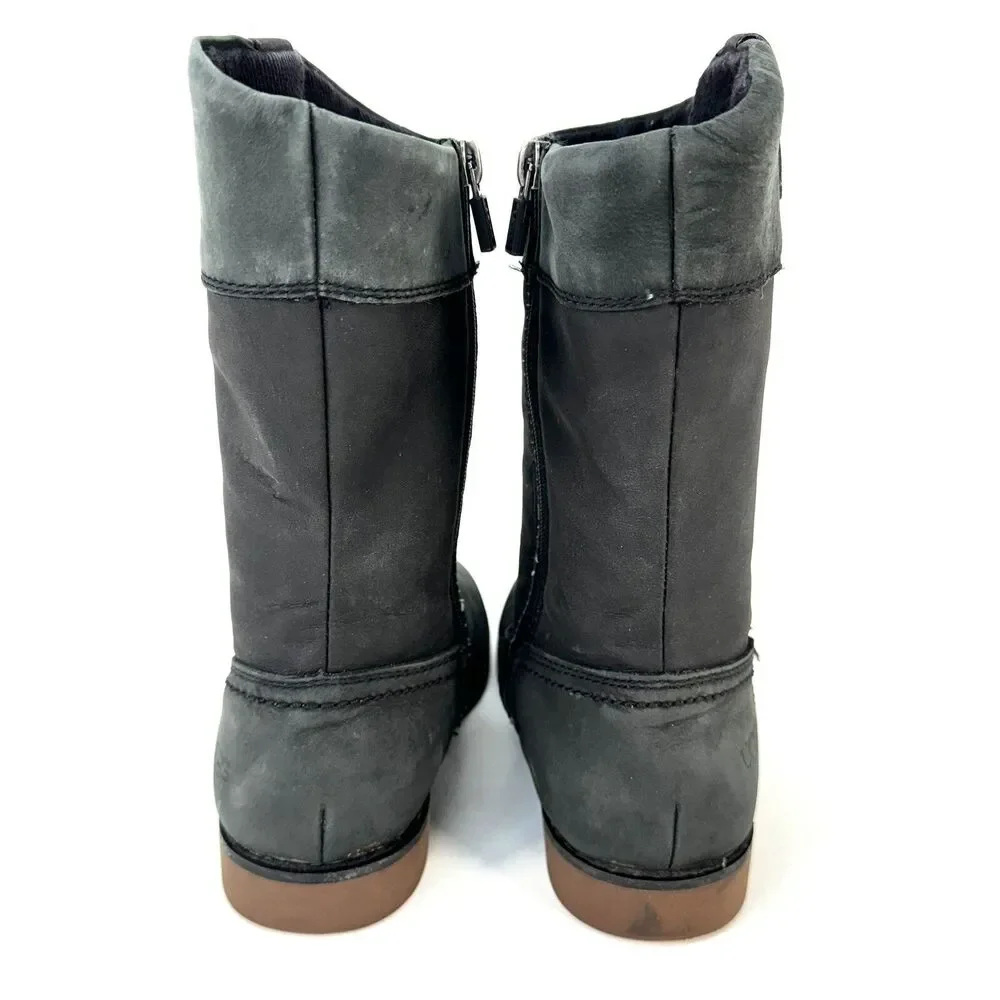 Ugg Australia Womens Black 1008798K Fern Leather Riding Boots Size 4